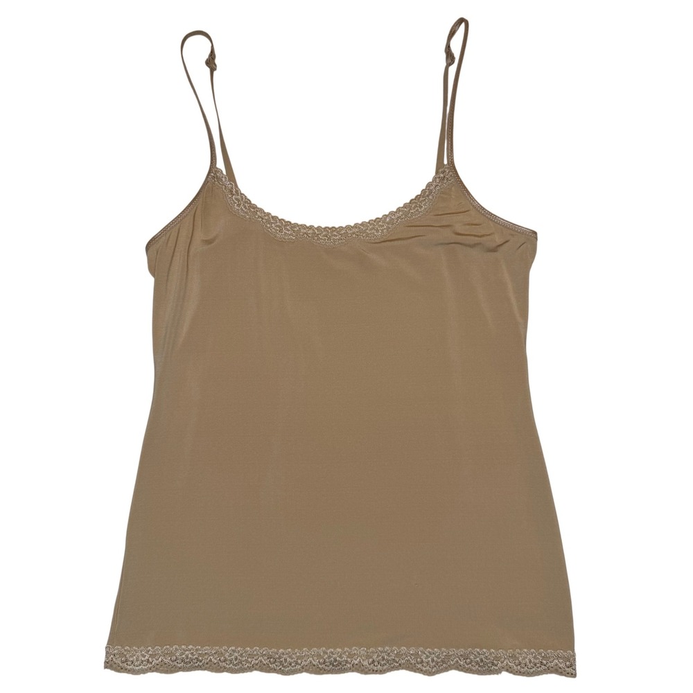 Jockey Camisole‎ Tan Lace Trim Tactel Nylon Lycra Stretch Basic Minimalist M
